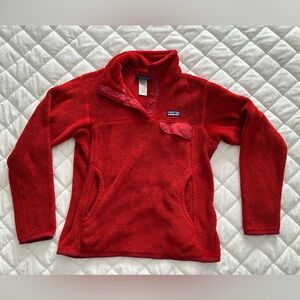 Women’s Patagonia Red Pullover 3/4 Snapneck Red Soft Fleece Jacket Small